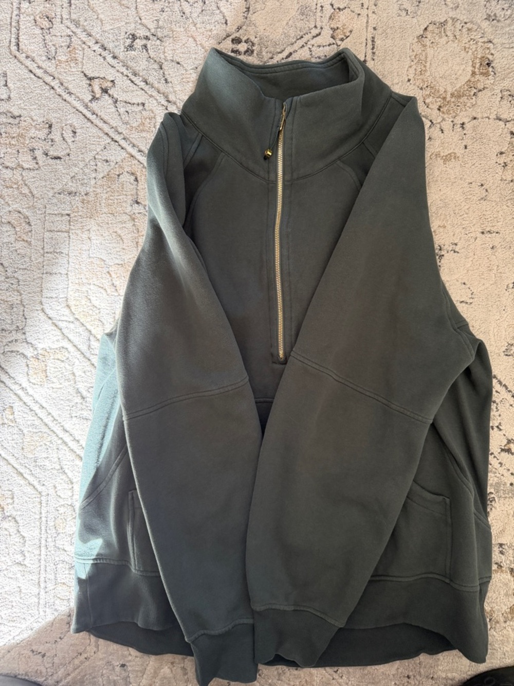 lululemon athletica Dark Green Half-Zip Sweatshirt with gold hardware